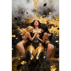 Tablou Canvas Senzualitate black and gold 4, femeie, nud, print stil pictura 80x50 cm, sasiu de lemn, panza de bumbac 90%, agatatoare invizibila