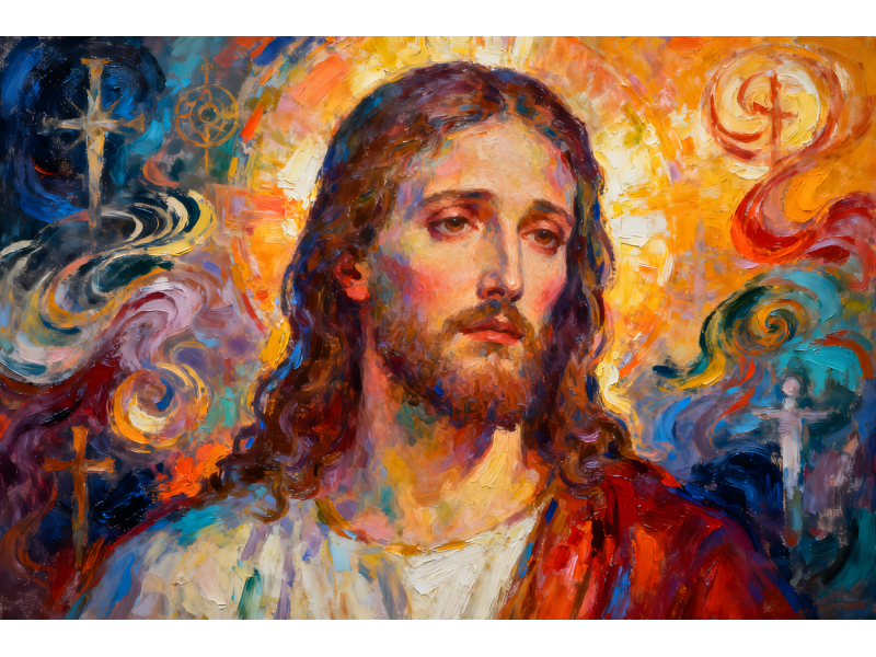 Icoana cu Iisus 2, 80x50 cm, spiritual, citat, religie, motivațional, șasiu lemn, pânză bumbac 90% agățătoare metal invizibilă