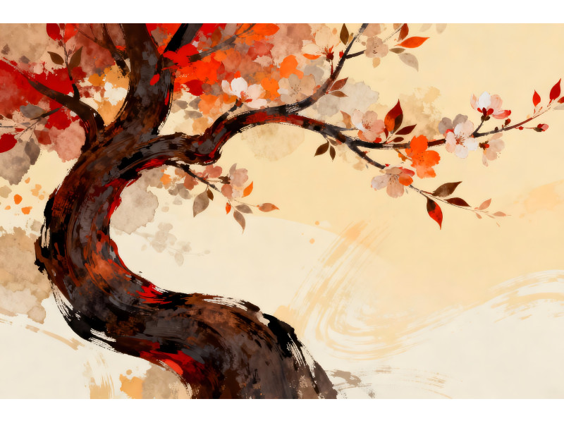 Tablou Canvas Abstract Sakura Tree, 80x50cm, stil pictura, sasiu de lemn, panza de bumbac 90%, agatatoare invizibila Tablou Canvas Abstract Sakura Tree, 80x50cm, stil pictura, sasiu de lemn, panza de bumbac 90%, agatatoare invizibila