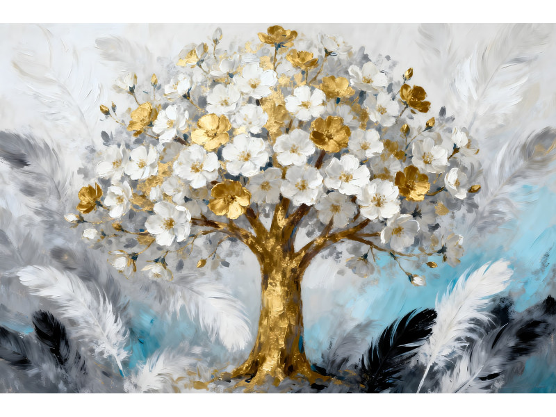 Tablou Canvas Copac abstract 2, 80x50cm, stilizat, stil pictura, sasiu de lemn, panza de bumbac 90%, agatatoare invizibila, pentru bucatarie, living
