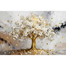 Tablou Canvas Copac abstract 3, 80x50cm, stilizat, stil pictura, sasiu de lemn, panza de bumbac 90%, agatatoare invizibila, pentru bucatarie, living
