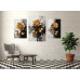 Tablou Canvas Trandafiri golden decorativi, 3 buc, 2 60x40 si 80x50, stil pictura, sasiu de lemn, panza de bumbac 90%, agatatoare invizibila, pentru bucatarie, living