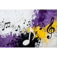 Tablou Canvas Abstract muzical 3, 80x50cm, stilizat, stil pictura, sasiu de lemn, panza de bumbac 90%, agatatoare invizibila, pentru bucatarie, living