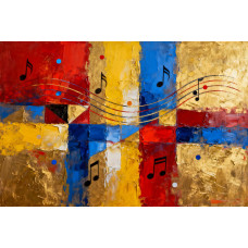 Tablou Canvas Abstract muzical 5, 80x50cm, stilizat, stil pictura, sasiu de lemn, panza de bumbac 90%, agatatoare invizibila, pentru bucatarie, living