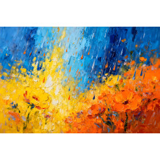 Tablou Canvas Abstract muzical 6, 80x50cm, stilizat, stil pictura, sasiu de lemn, panza de bumbac 90%, agatatoare invizibila, pentru bucatarie, living