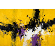 Tablou Canvas Abstract muzical 8, 80x50cm, stilizat, stil pictura, sasiu de lemn, panza de bumbac 90%, agatatoare invizibila, pentru bucatarie, living