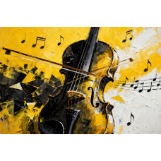 Tablou Canvas Abstract muzical 10, 80x50cm, stilizat, stil pictura, sasiu de lemn, panza de bumbac 90%, agatatoare invizibila, pentru bucatarie, living