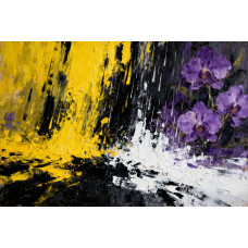 Tablou Canvas Abstract muzical 14, 80x50cm, stilizat, stil pictura, sasiu de lemn, panza de bumbac 90%, agatatoare invizibila, pentru bucatarie, living