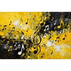 Tablou Canvas Abstract muzical 16, 80x50cm, stilizat, stil pictura, sasiu de lemn, panza de bumbac 90%, agatatoare invizibila, pentru bucatarie, living