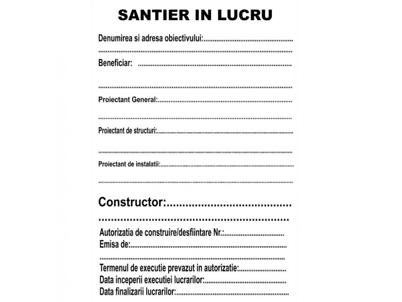 Panou Santier Banner 90 x 60 cm, personalizat la cerere + marker permanent Panou Santier Banner 90 x 60 cm, personalizat la cerere + marker permanent