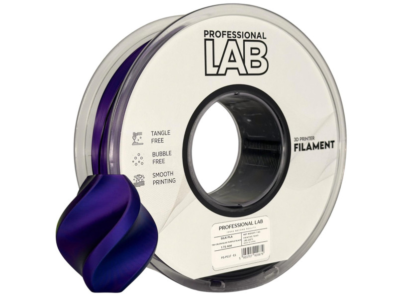 Filament 3D, Professional LAB,Silk PLA, blue purple black albastru-mov-negru, compatibil universal, rezistenta ultra, 1.75mm, 1kg Filament 3D, Professional LAB,Silk PLA, blue purple black albastru-mov-negru, compatibil universal, rezistenta ultra, 1.75mm, 1kg