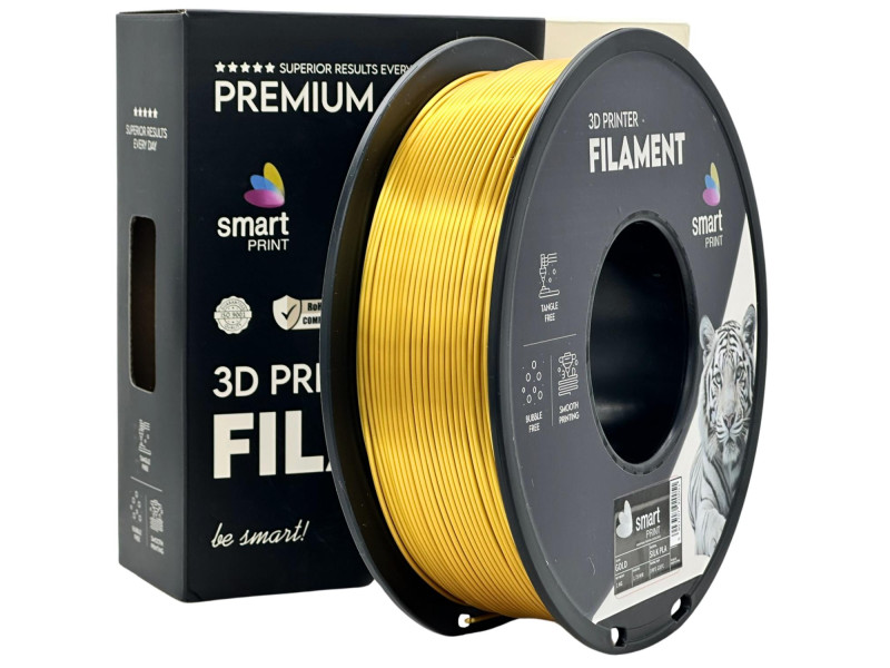 Filament 3D, Smart Print, ,Silk PLA, gold auriu, compatibil universal, rezistenta ultra, 1.75mm, 1kg Filament 3D, Smart Print, ,Silk PLA, gold auriu, compatibil universal, rezistenta ultra, 1.75mm, 1kg