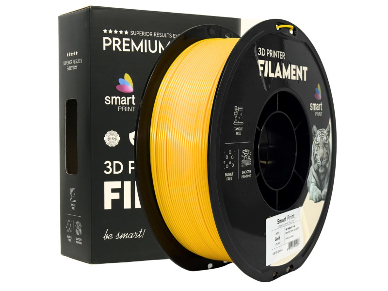 Filament 3D, Smart Print, PETG, gold auriu, compatibil universal, rezistenta ultra, 1.75mm, 1kg Filament 3D, Smart Print, PETG, gold auriu, compatibil universal, rezistenta ultra, 1.75mm, 1kg