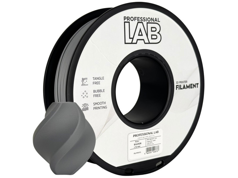 Filament 3D, Professional Lab, PLA+, silver, compatibil universal, rezistenta ultra, 1.75mm, 1kg Filament 3D, Professional Lab, PLA+, silver, compatibil universal, rezistenta ultra, 1.75mm, 1kg
