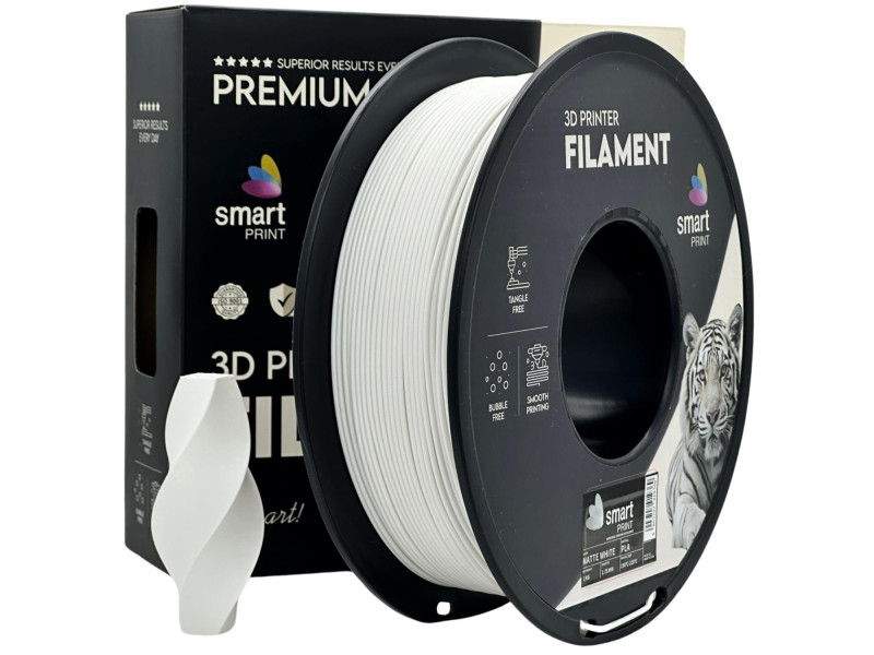 Filament 3D, Smart Print, PLA, alb mat, compatibil universal, rezistenta ultra, 1.75mm, 1kg Filament 3D, Smart Print, PLA, alb mat, compatibil universal, rezistenta ultra, 1.75mm, 1kg
