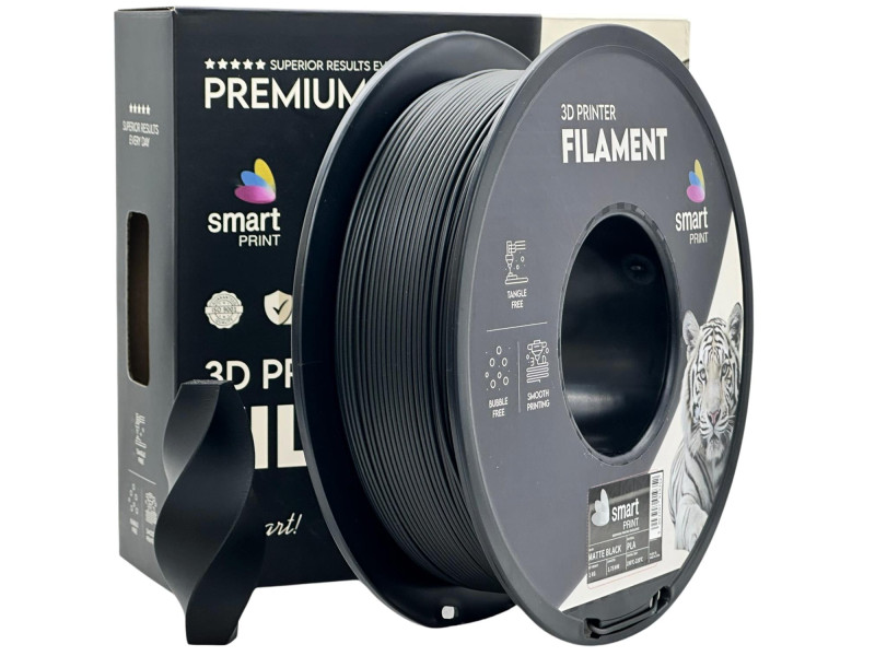 Filament 3D, Smart Print, PLA, black mat, compatibil universal, rezistenta ultra, 1.75mm, 1kg