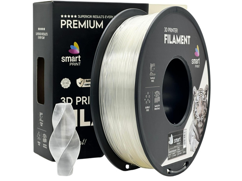 Filament 3D, Smart Print, PLA, transparent, compatibil universal, rezistenta ultra, 1.75mm, 1kg Filament 3D, Smart Print, PLA, transparent, compatibil universal, rezistenta ultra, 1.75mm, 1kg