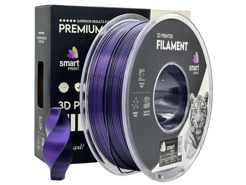 Filament 3D, Smart Print,Silk PLA, black purple negru mov, compatibil universal, rezistenta ultra, 1.75mm, 1kg Filament 3D, Smart Print,Silk PLA, black purple negru mov, compatibil universal, rezistenta ultra, 1.75mm, 1kg