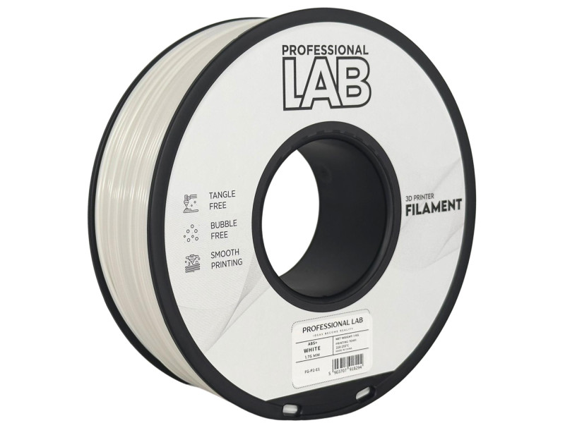 Filament 3D, Professional LAB, ABS+, alb mat compatibil universal, rezistenta ultra, 1.75 mm, 1 kg
