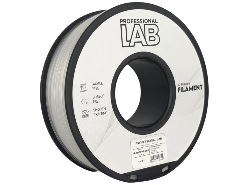 Filament 3D, Professional LAB, ABS+, transparent, compatibil universal, rezistenta ultra, 1.75 mm, 1 kg