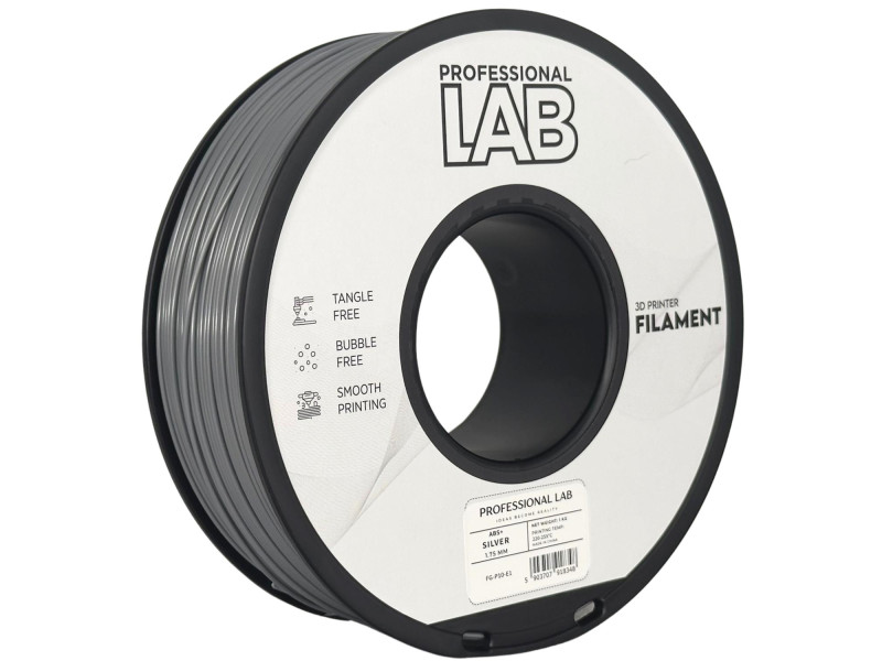 Filament 3D, Professional LAB, ABS+, silver, compatibil universal, rezistenta ultra, 1.75 mm, 1 kg