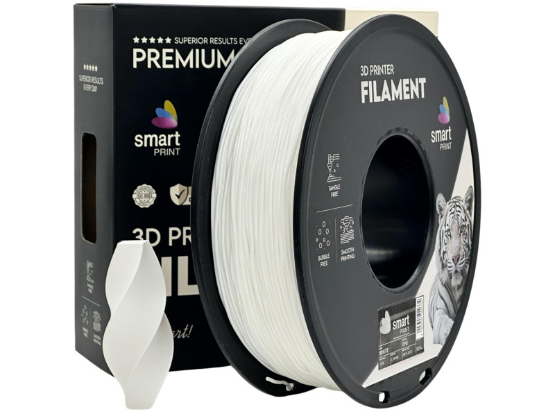 Filament 3D, Smart Print, TPU, alb white, compatibil universal, rezistenta ultra, 1.75mm, 1kg Filament 3D, Smart Print, TPU, alb white, compatibil universal, rezistenta ultra, 1.75mm, 1kg