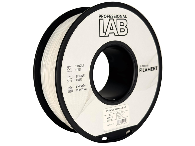 Filament 3D, Professional LAB, TPU, alb, compatibil universal, rezistenta ultra, 1.75mm, 1kg Filament 3D, Professional LAB, TPU, alb, compatibil universal, rezistenta ultra, 1.75mm, 1kg