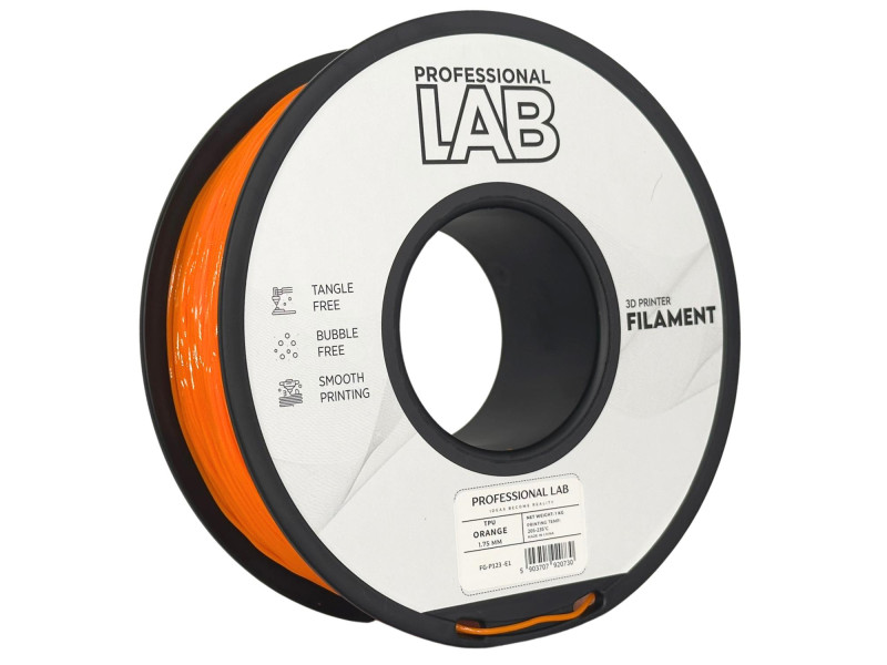 Filament 3D, Professional LAB, TPU, portocaliu, compatibil universal, rezistenta ultra, 1.75mm, 1kg