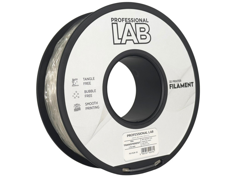 Filament 3D, Professional LAB, TPU, transparent, compatibil universal, rezistenta ultra, 1.75mm, 1kg Filament 3D, Professional LAB, TPU, transparent, compatibil universal, rezistenta ultra, 1.75mm, 1kg