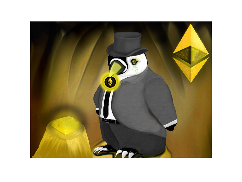 Pinguin, Cripto, Mafiot, Metallicum, 70 x 50 cm, Multicolor