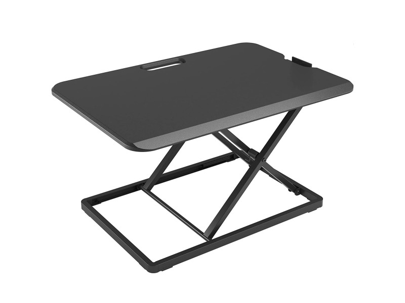 Stand de lucru laptop,calculator sit-stand, Bontec, 65 x 47 x 40 cm, cu suport tastatura, 8 kg max, metal, negru