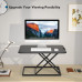 Stand de lucru laptop,calculator sit-stand, Bontec, 65 x 47 x 40 cm, cu suport tastatura, 8 kg max, metal, negru