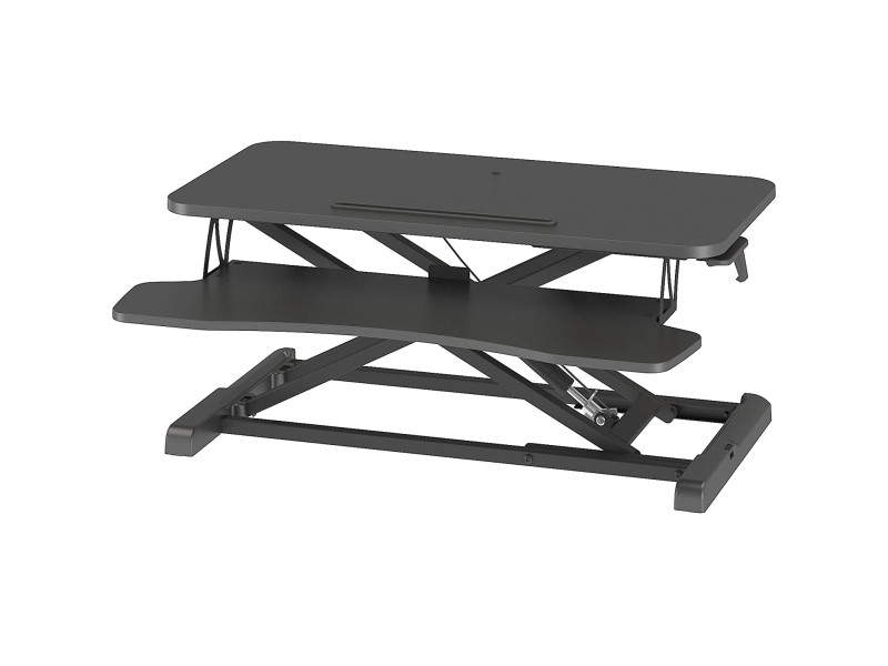 Stand de lucru laptop,calculator sit-stand, Bontec, 80 x 40 x 50 cm, cu suport tastatura, 15 kg max, metal, negru