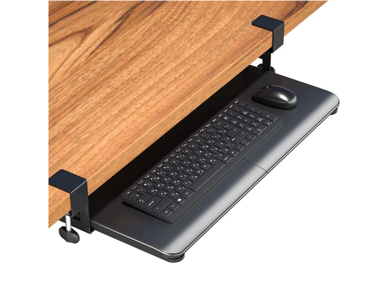 Suport tastatura/mouse pentru birou universal, Bontec, 30 inch (76cm), reglabil, metal, negru Suport tastatura/mouse pentru birou universal, Bontec, 30 inch (76cm), reglabil, metal, negru