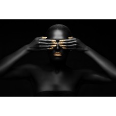 Portret de femeie, Black woman closes her eyes, 90 x 60 cm, Multicolor